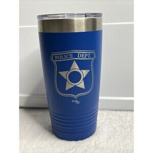 Police Department Blue Tumbler with Clear Lid Polar Camel 20oz.